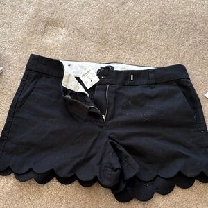 J. Crew Black High Waist Scalloped Shorts